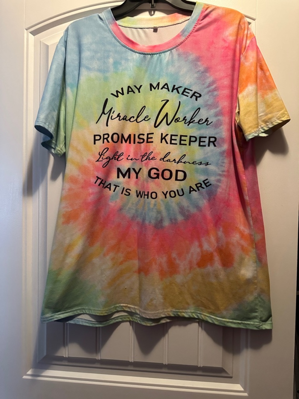 Tie-Dye Faith Graphic Tee - Pastel Rainbow